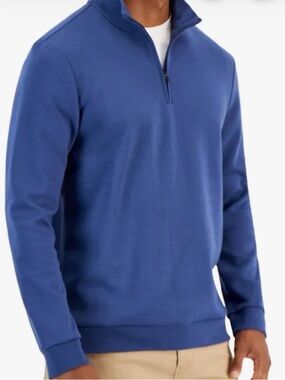 NWT Alfani Blue Quarter Zip Knit Pullover Men’s Size Medium